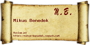 Mikus Benedek névjegykártya